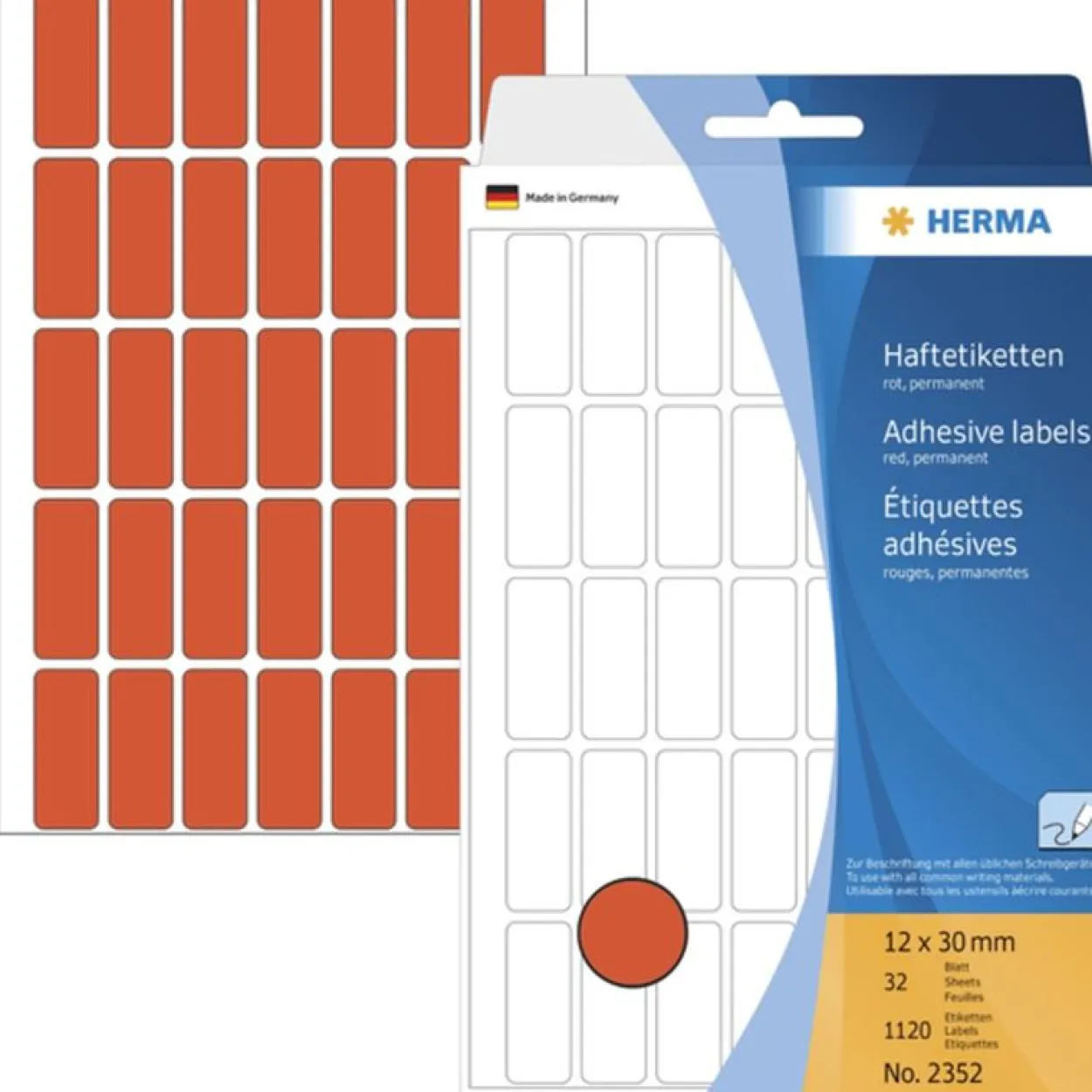 Herma 2352 rot Vielzwecketiketten 1.2x3 cm (32 Blatt (1120 Etiketten))