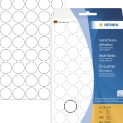 Herma 2257 transparent extrem haftend Verschlussetiketten 1.9x1.9 cm (16 Blatt (640 Etiketten))