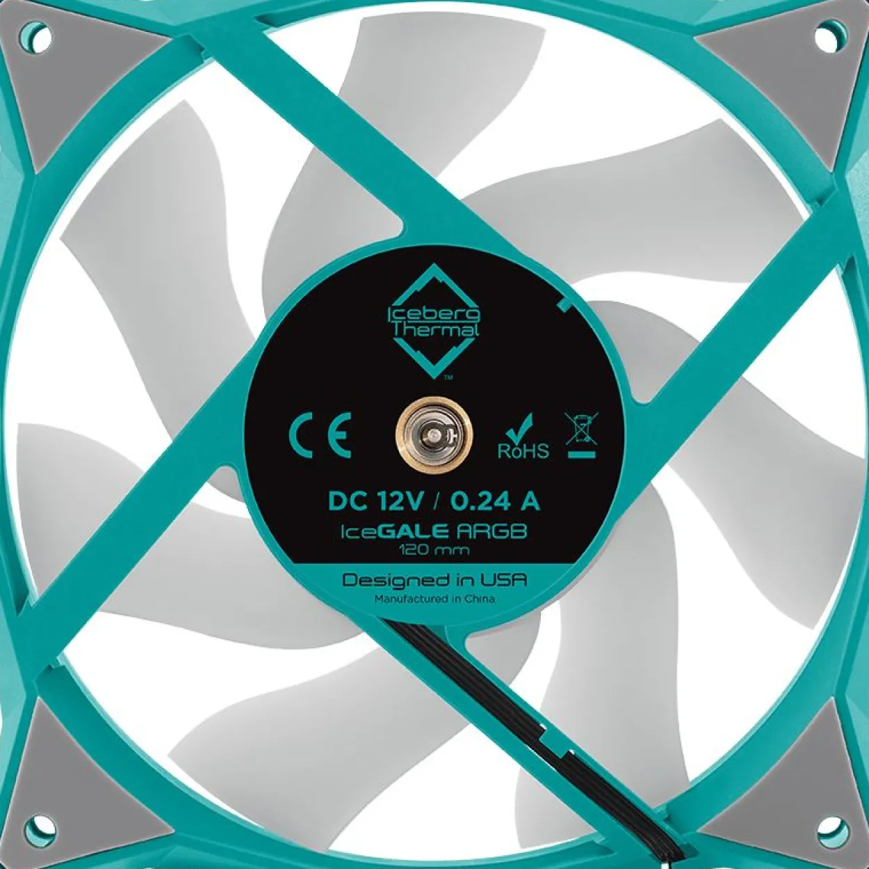 Iceberg Thermal IceGALE ARGB 120x120x25mm 500-2200 U/min 38 dB(A) grau/türkis/weiß