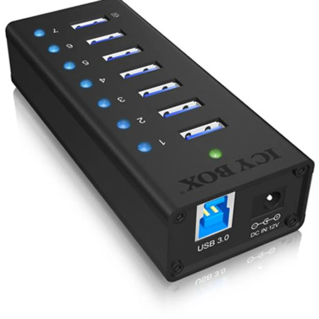 ICY BOX IB-AC618 7-port USB 3.0 extern mit Netzteil schwarz