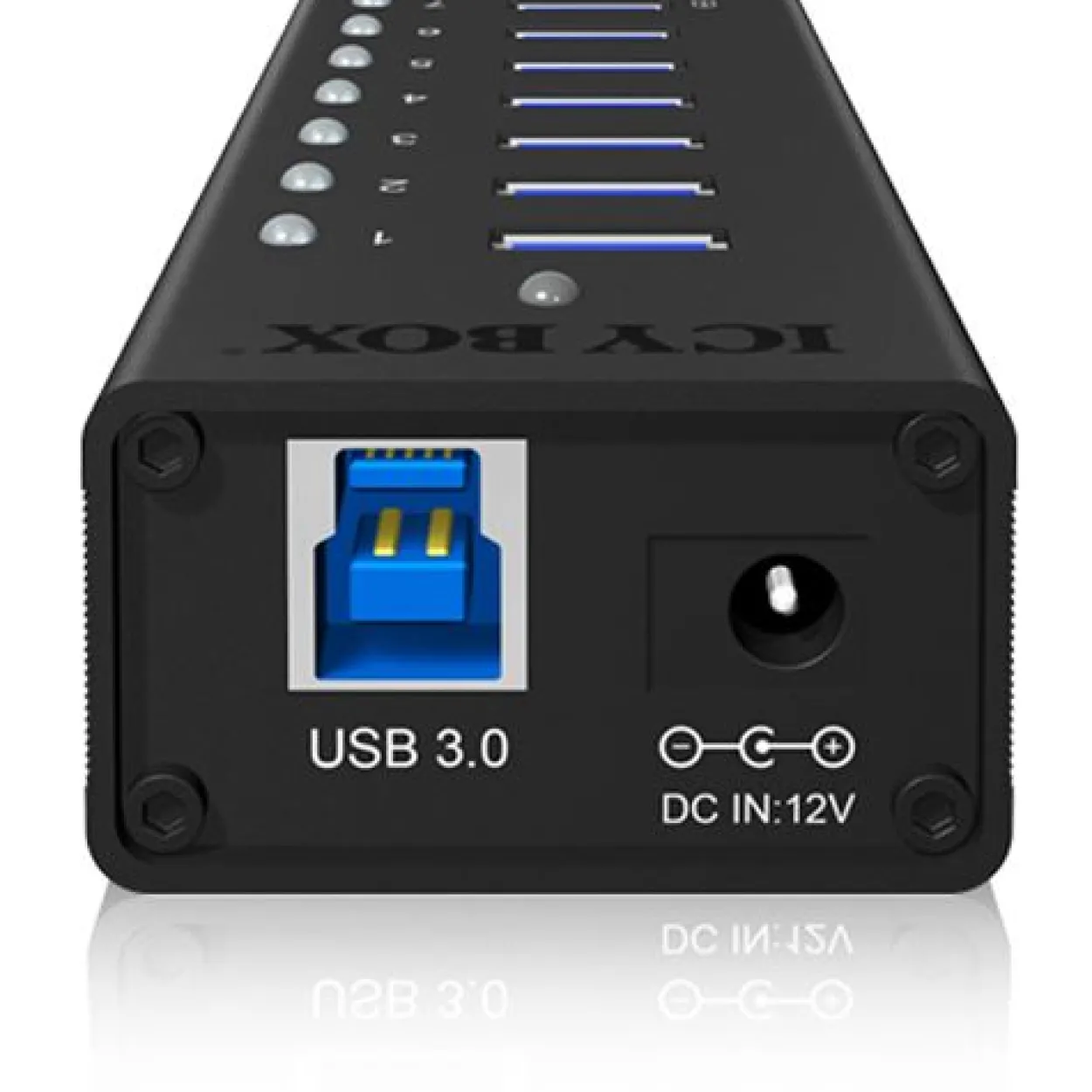 ICY BOX IB-AC618 7-port USB 3.0 extern mit Netzteil schwarz