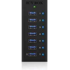 ICY BOX IB-AC618 7-port USB 3.0 extern mit Netzteil schwarz