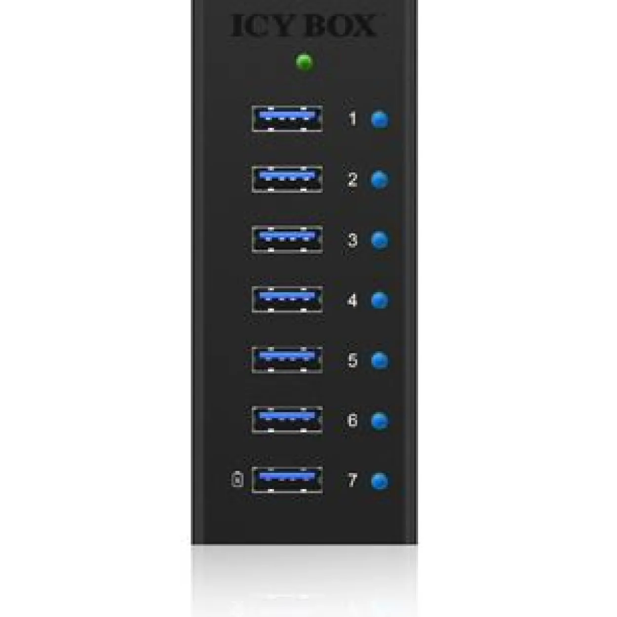 ICY BOX IB-AC618 7-port USB 3.0 extern mit Netzteil schwarz