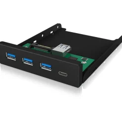 Icy Box IB-HUB1418-i3 Frontalpanel mit Type-C 1x USB3.0 und Type-A 3x USB3.0, schwarz
