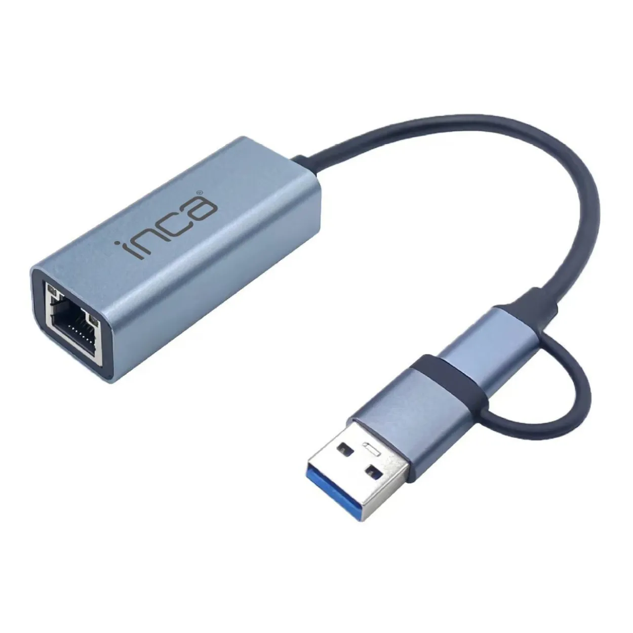 INCA Adapter IUTP-01TX Ethernet > USB und Typ C Anschluss