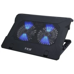 INCA ERGONOMIC DOUBLE FAN+STAND+WITH RUBBER SILENT NOTEBOOK COOLER BLACK