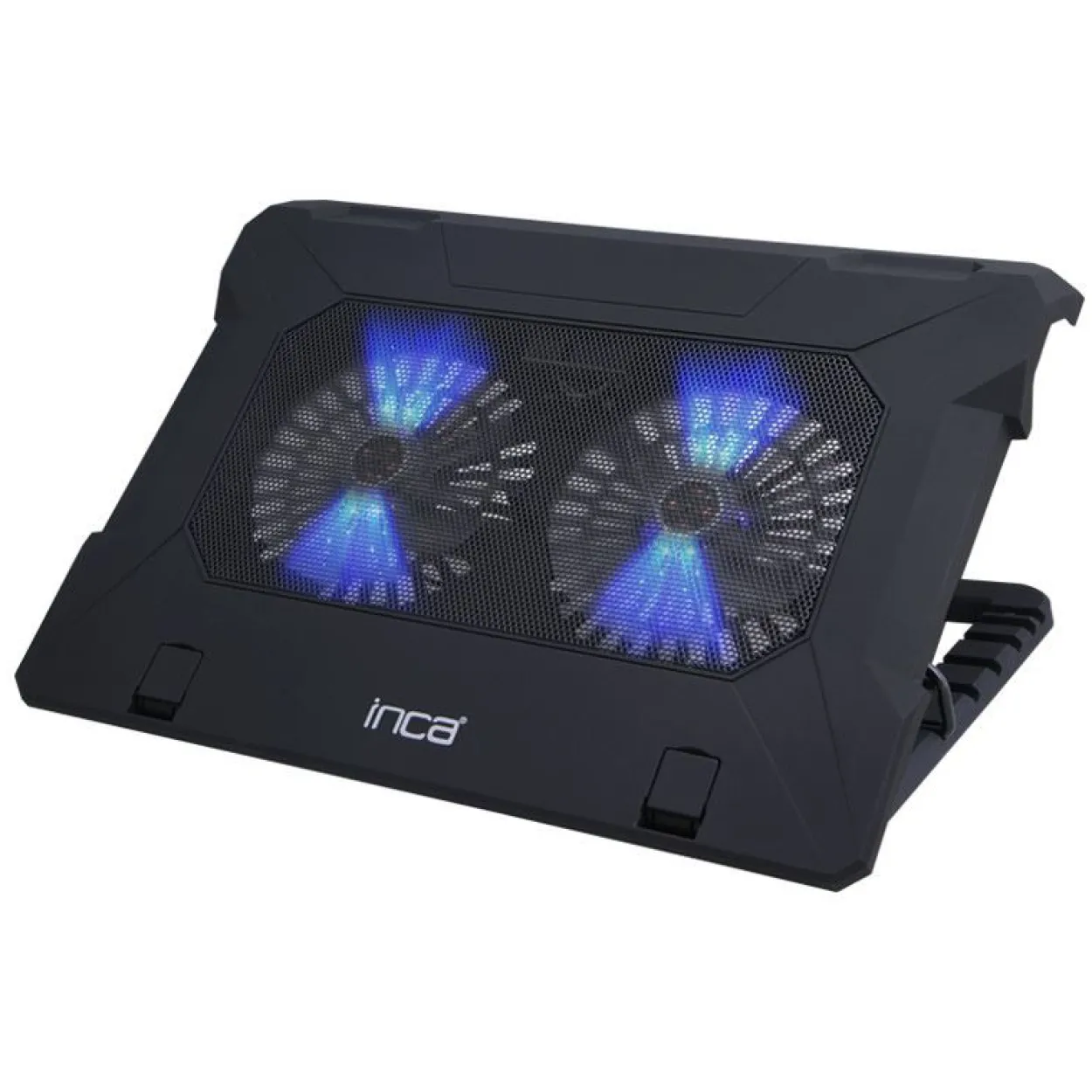INCA ERGONOMIC DOUBLE FAN+STAND+WITH RUBBER SILENT NOTEBOOK COOLER BLACK