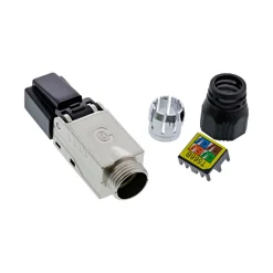 InLine Adapter RJ45 Stecker Schwarz geschirmt / Knickschutzelement / Metall / PoE / PoE+ / schraubbar