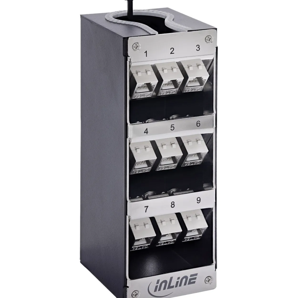 InLine Cat.6A Keystone-Verteilerkasten, Wand-/Hutschiene, STP, 9 Port