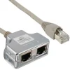 InLine Cat. 5e Adapter Power Frame Cover RJ45 Buchse auf 2xRJ45 Buchse Silber
