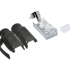 InLine Crimpstecker Cat.6A RJ45 geschirmt, mit Knickschutz und Einfädelhilfe, schwarz 10er Pack