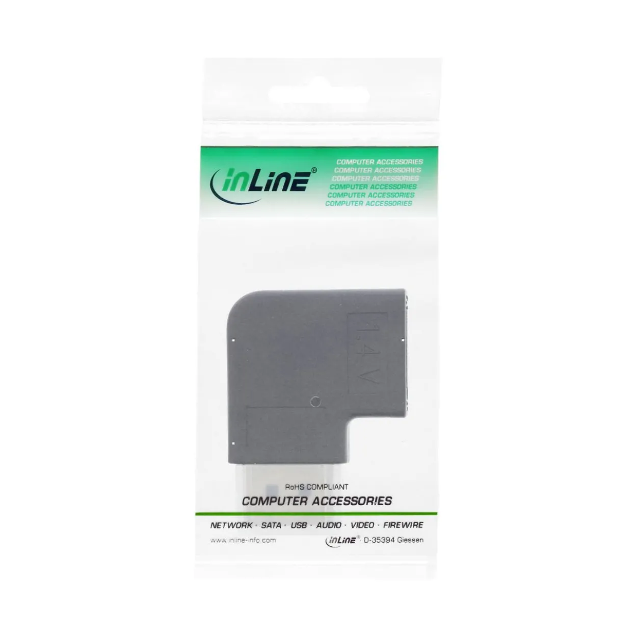 InLine DisplayPort Adapter, DisplayPort Stecker / Buchse links gewinkelt