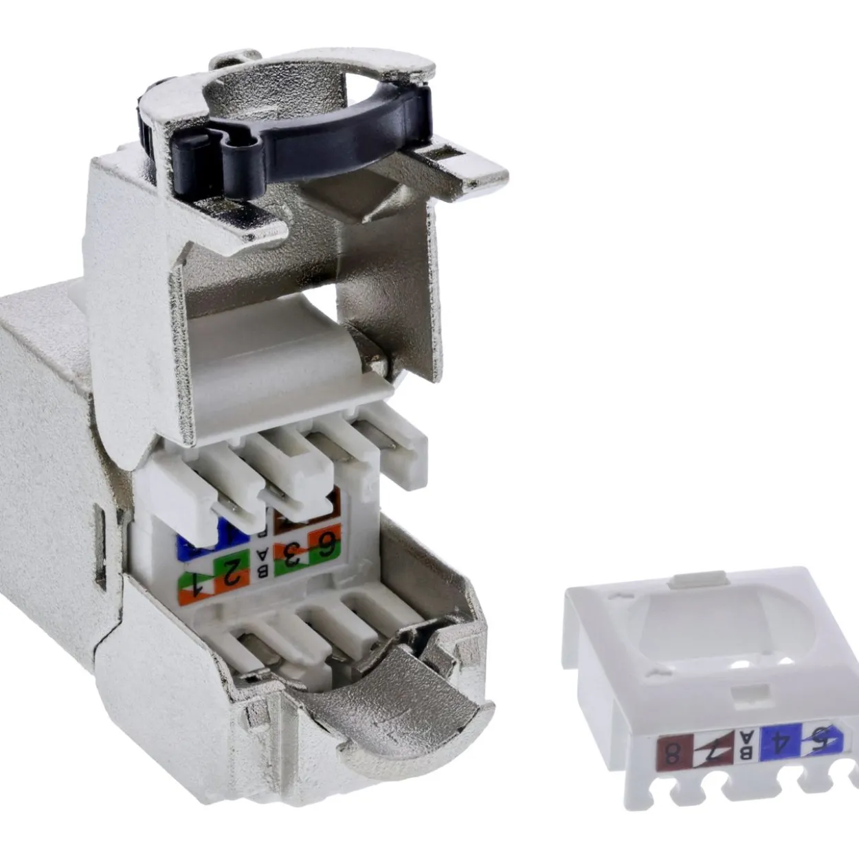 InLine 24er Bulk-Pack Keystone RJ45 Buchse Slim, SNAP-In, Cat.8.1, integrierter Kabelbinder