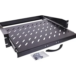 InLine 19" Fachboden ausziehbar, 350mm, 30kg, 2HE, RAL 9005 schwarz