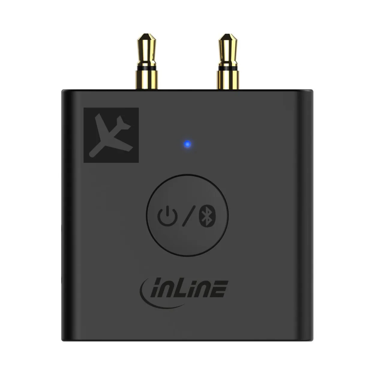 InLine Flugzeug Bluetooth Audio Transmitter Sender, BT 5.0, aptX HD/LL, Flight Adapter mit Ladecase