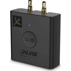 InLine Flugzeug Bluetooth Audio Transmitter Sender, BT 5.0, aptX HD/LL, Flight Adapter mit Ladecase