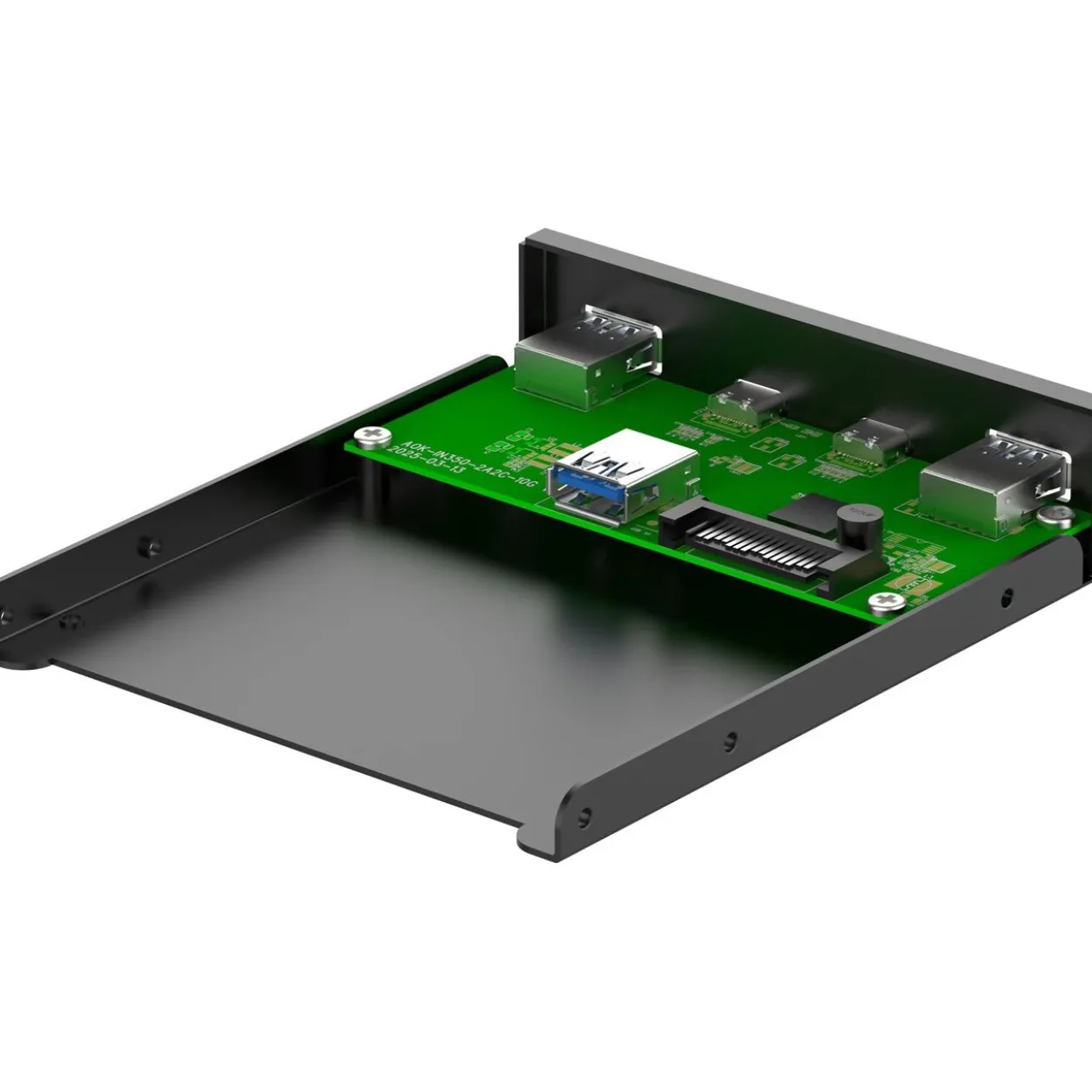 InLine 3,5" Front Panel, 2x USB-A + 2x USB-C, 10 Gb/s, Metall, schwarz