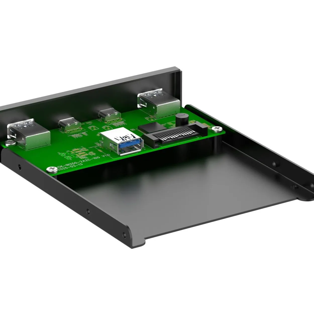 InLine 3,5" Front Panel, 2x USB-A + 2x USB-C, 10 Gb/s, Metall, schwarz