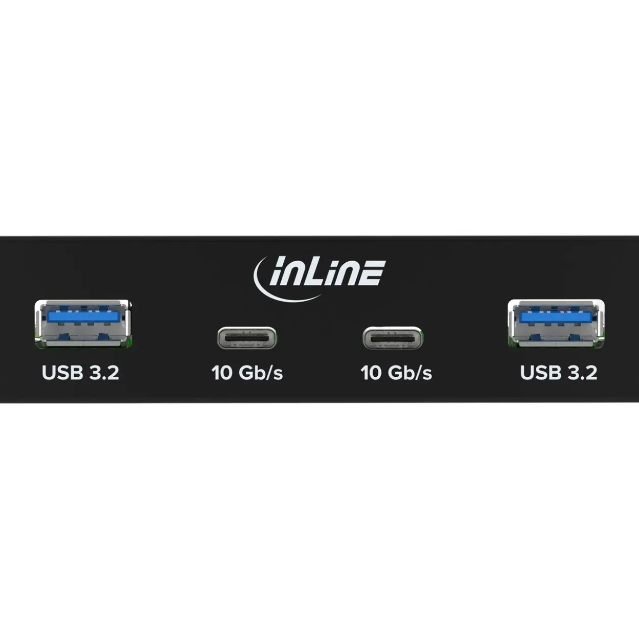 InLine 3,5" Front Panel, 2x USB-A + 2x USB-C, 10 Gb/s, Metall, schwarz