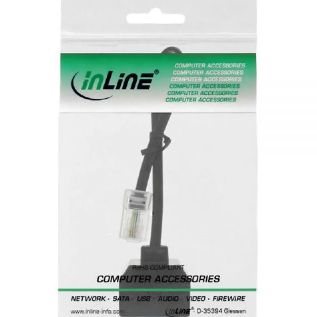 InLine ISDN Verteiler 1x RJ45 St an 2x RJ45 Bu mit Kabel ohne Endwiderstände 4pol. belegt (8P4C)
