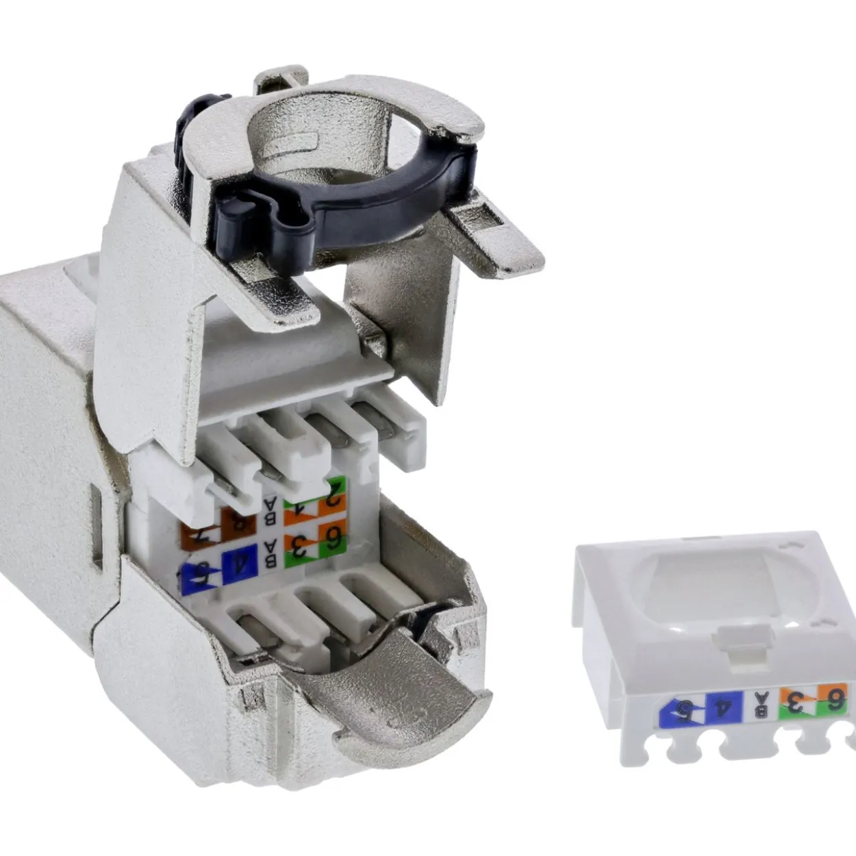 InLine Keystone RJ45 Buchse Slim, SNAP-In, Cat.6A, integrierter Kabelbinder