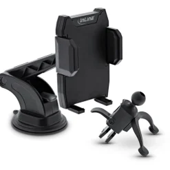 InLine KFZ Smartphone Halterung mit Saugnapf oder für Lüftungsgitter, ONE CLICK EASY II, universal