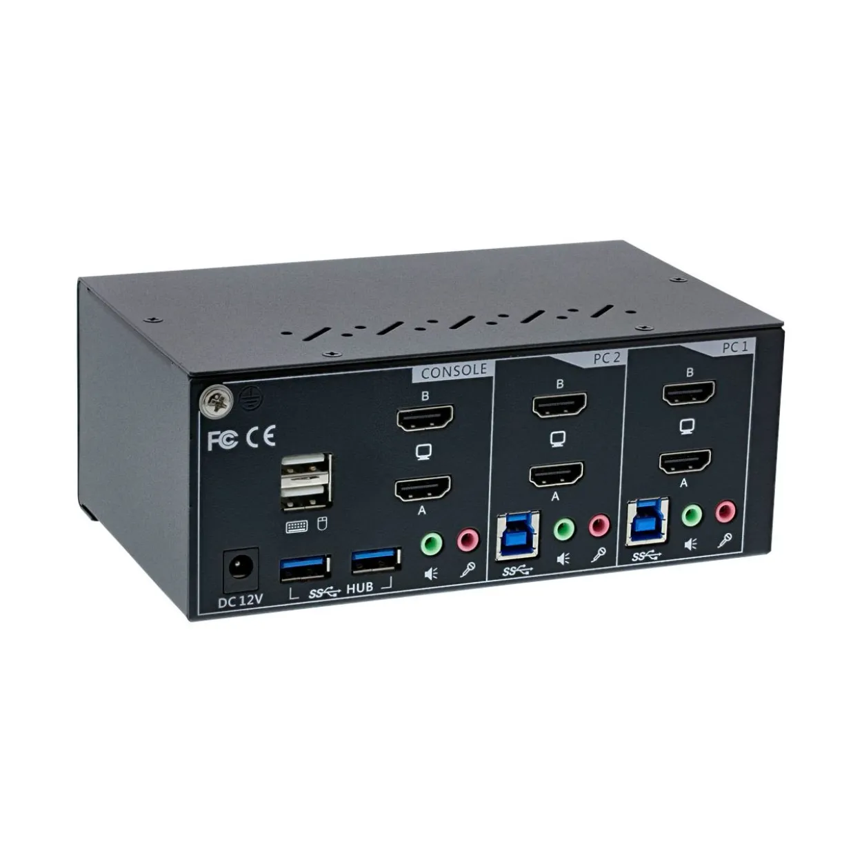 InLine KVM Desktop Switch, 2-fach, Dual Monitor, HDMI, 4K, USB 3.0, Audio