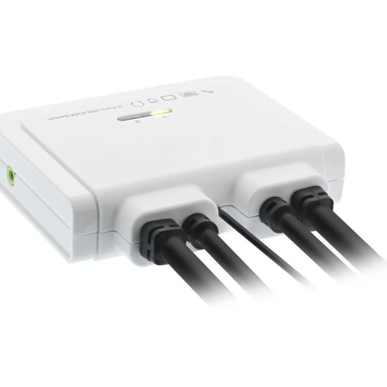 InLine KVM Switch 2-fach, HDMI, 4K, USB, mit Audio, integr. Kabel
