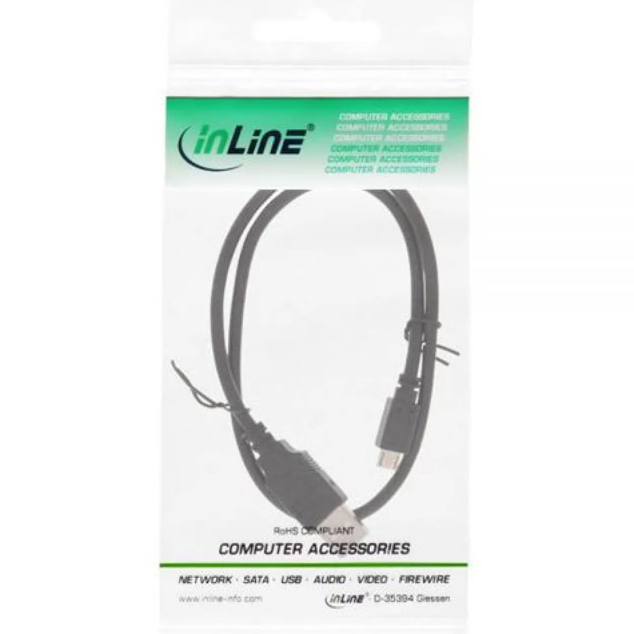 InLine Micro-USB 2.0 Kabel, Schnellladekabel, USB-A Stecker an Micro-B Stecker, schwarz, 0,5m