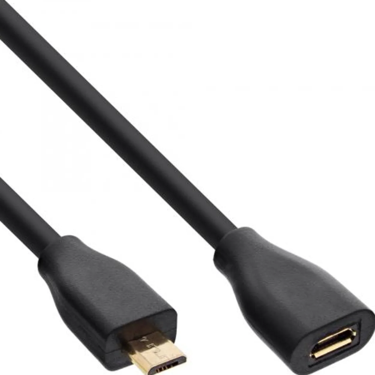 InLine Micro-USB Verlängerung USB 2.0 Micro-B Stecker auf Buchse, schwarz, vergoldete Kontakte, 3m