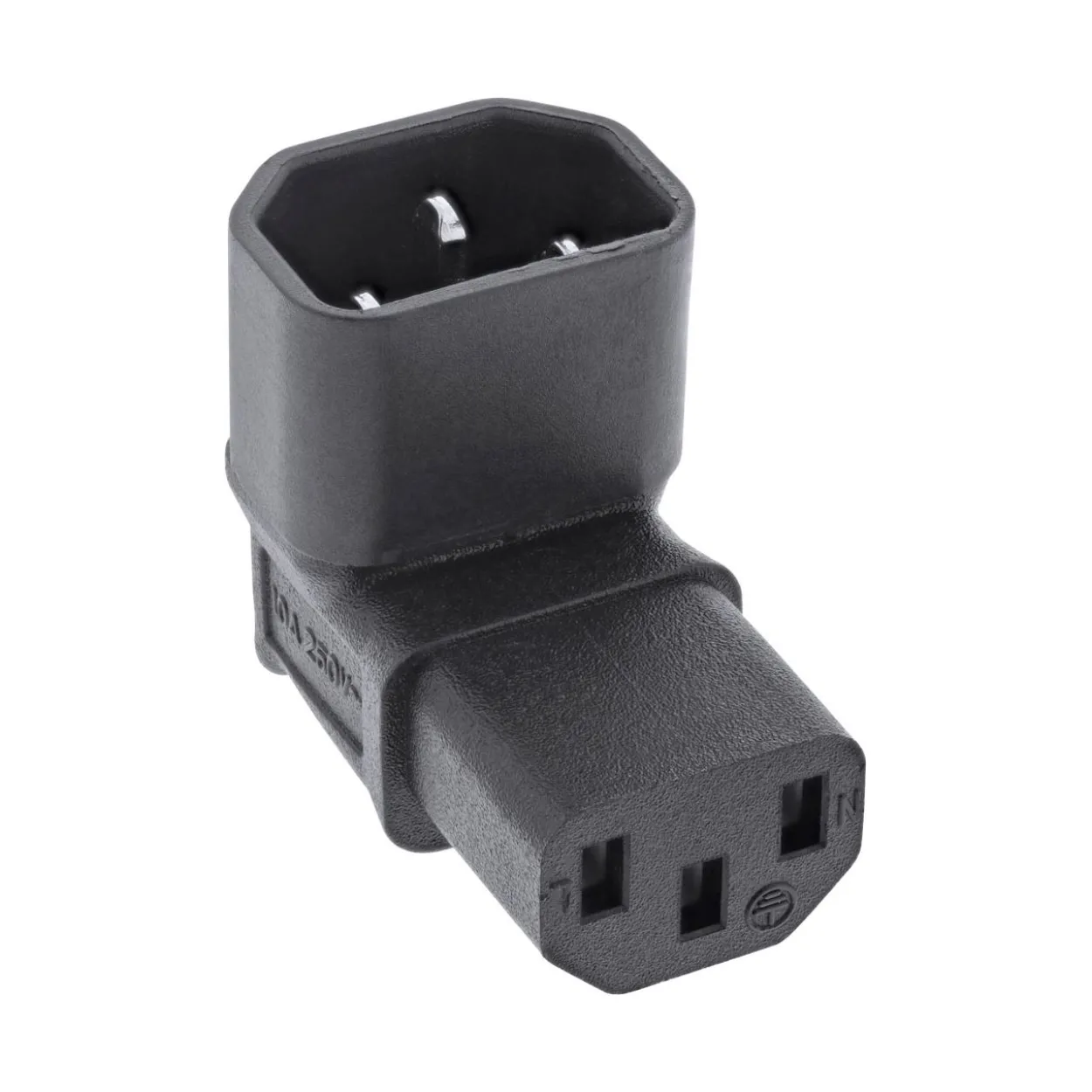 InLine Netzadapter IEC 60320 C14 / C13, oben/unten gewinkelt, 3pol. Kaltgeräte