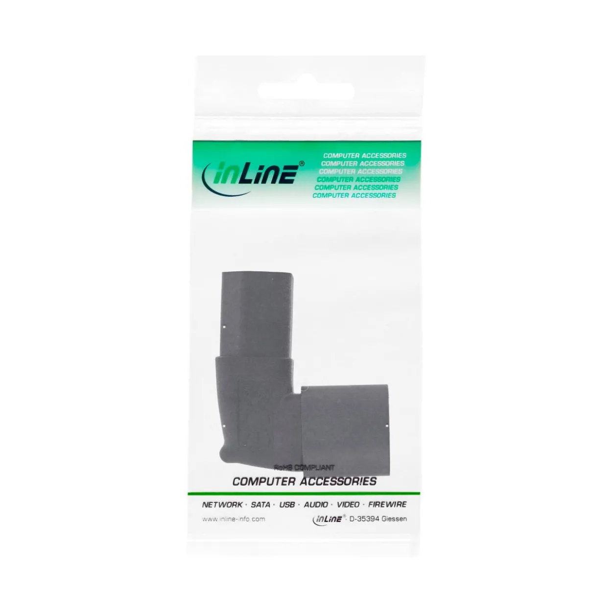 InLine Netzadapter IEC 60320 C14 / C13, oben/unten gewinkelt, 3pol. Kaltgeräte
