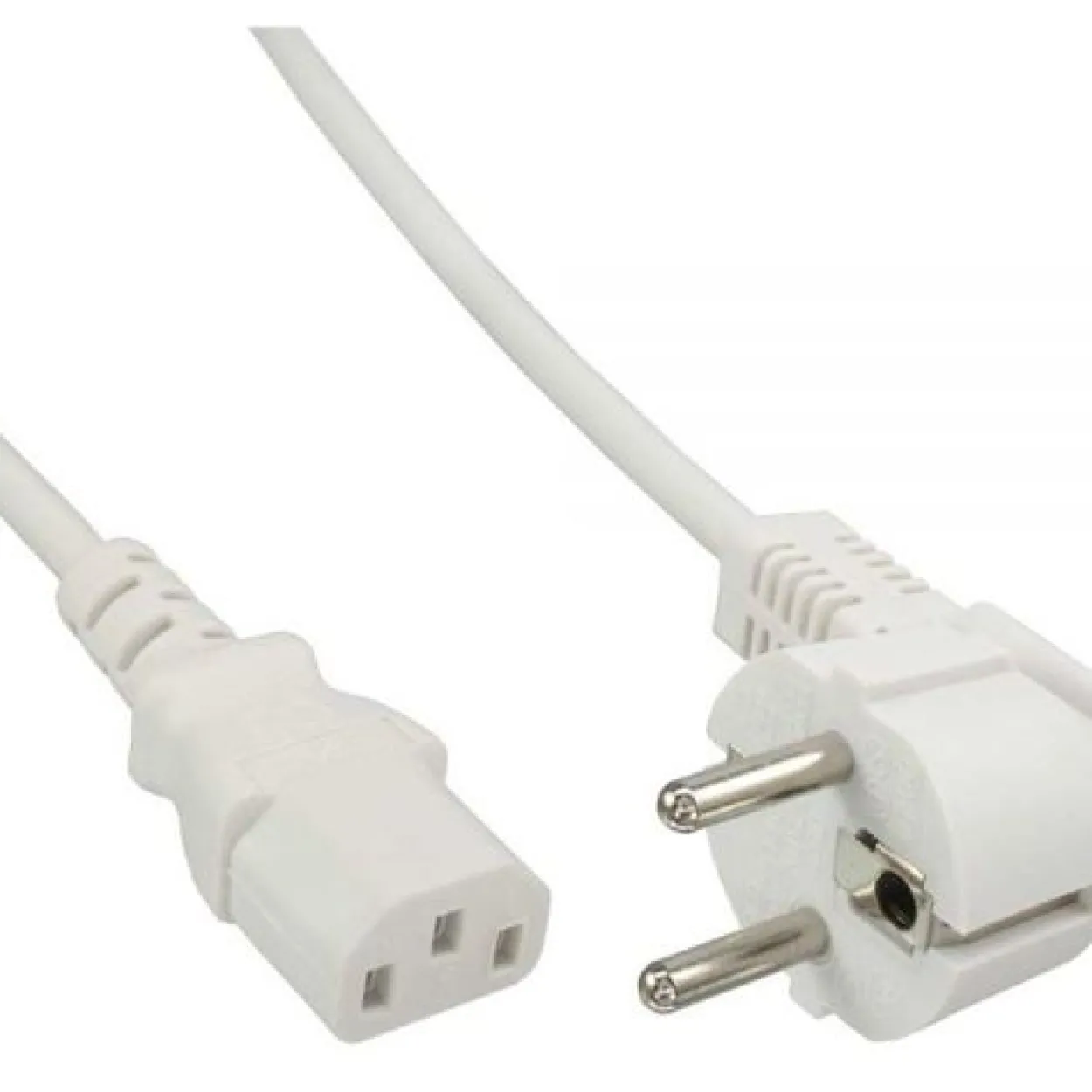 InLine Netzkabel, Schutzkontakt gewinkelt auf Kaltgerätestecker C13, weiß, 3m