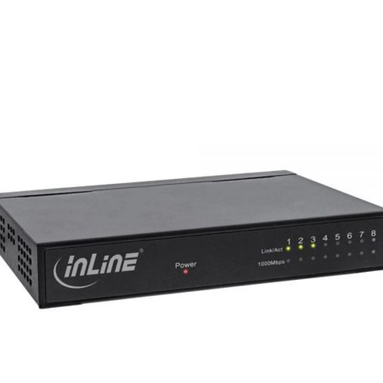 InLine Netzwerk Switch 8 Port, Gigabit Ethernet, 10/100/1000MBit/s, Desktop, Metall, lüfterlos, geschirmte Ports