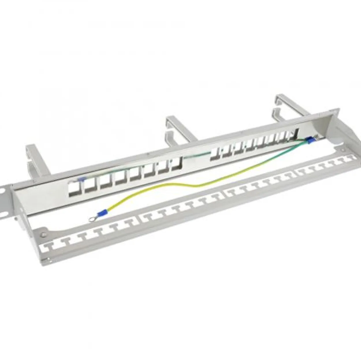 InLine Patchfeld Cat.6A 16-fach, mit 3 Bügeln, 16 Keystones, 19", 1HE, grau