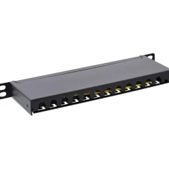 10" InLine Patchfeld Cat.6A 0,5HE 12-fach, schwarz, RAL9005