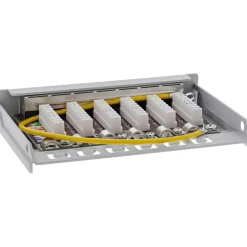 InLine Patchfeld Cat.6A 0,5HE 6-fach, für Tisch/Wand/Hutschiene, mit Staubschutz, grau