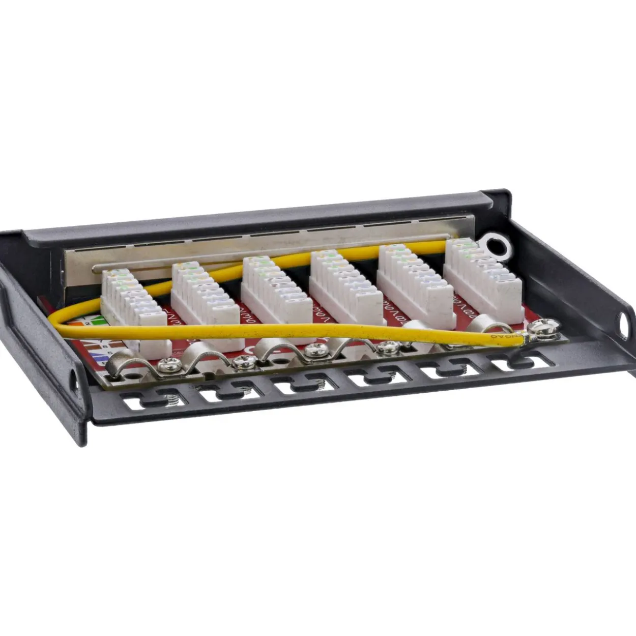 InLine Patchfeld Cat.6A 0,5HE 6-fach, für Tisch/Wand/Hutschiene, mit Staubschutz, schwarz