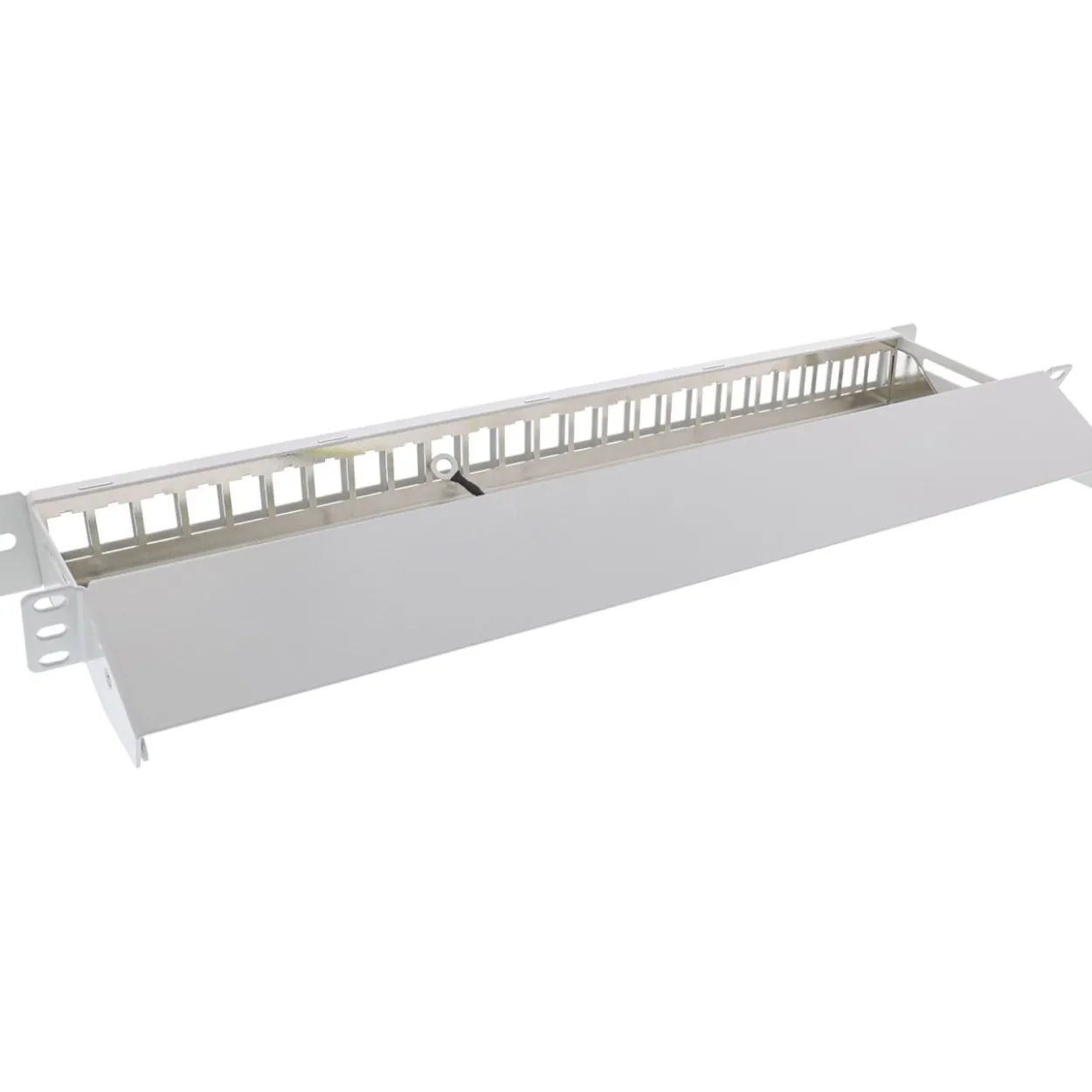 InLine Patchfeld 24-fach, Keystone Snap-In Leerblech Patchpanel, 48,26cm (19"), 1HE, lichtgrau RAL7035 (76824J)