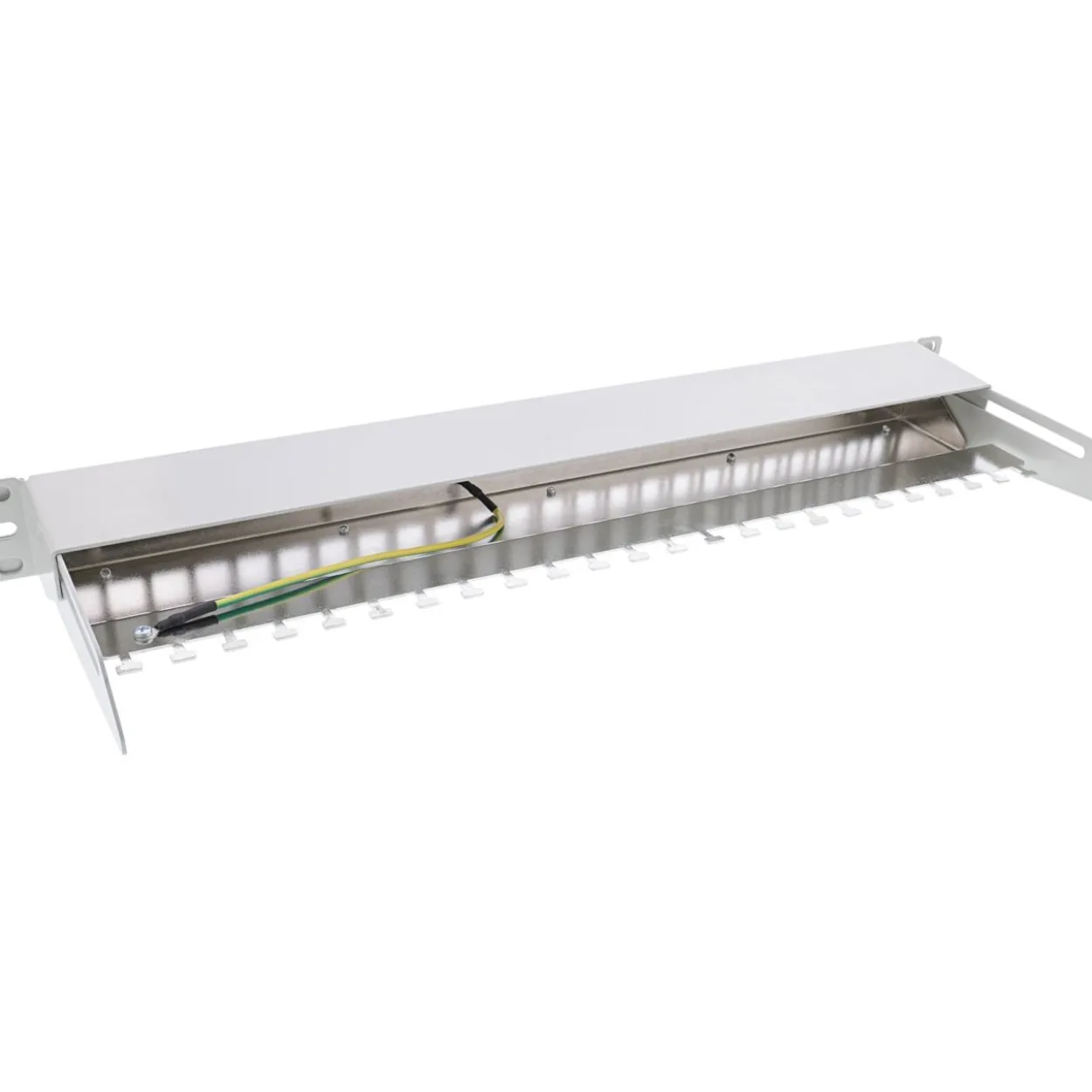InLine Patchfeld 24-fach, Keystone Snap-In Leerblech Patchpanel, 48,26cm (19"), 1HE, lichtgrau RAL7035 (76824J)
