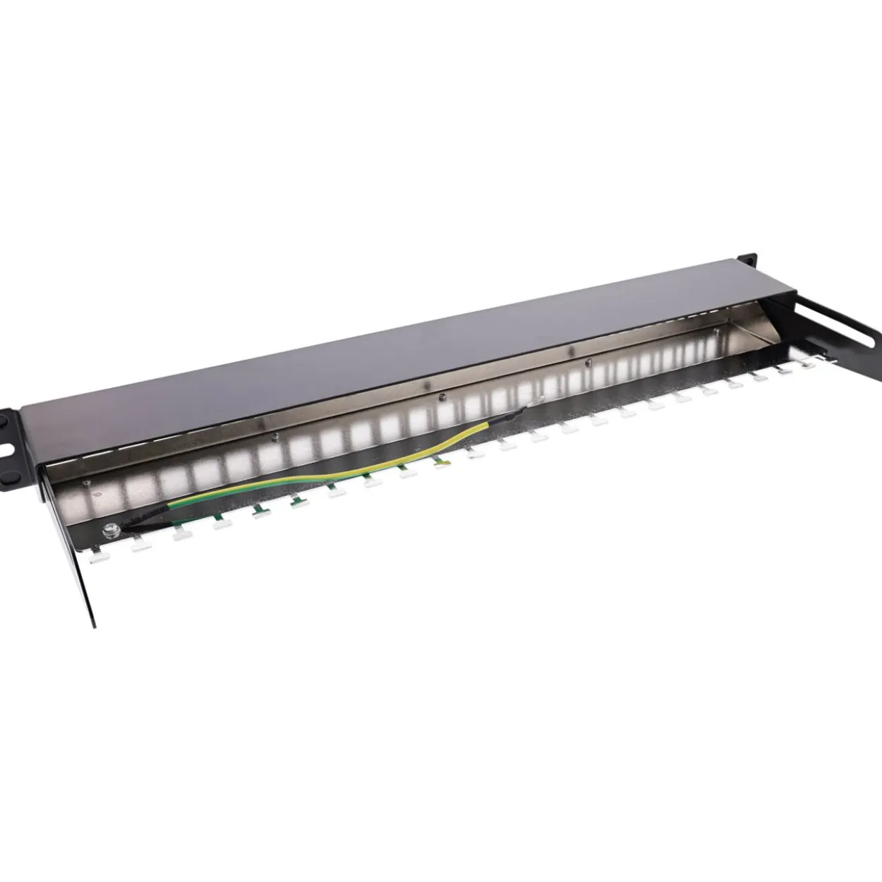 InLine Patchfeld 24-fach, Keystone Snap-In Leerblech Patchpanel, 48,26cm (19"), 1HE, schwarz (76824K)