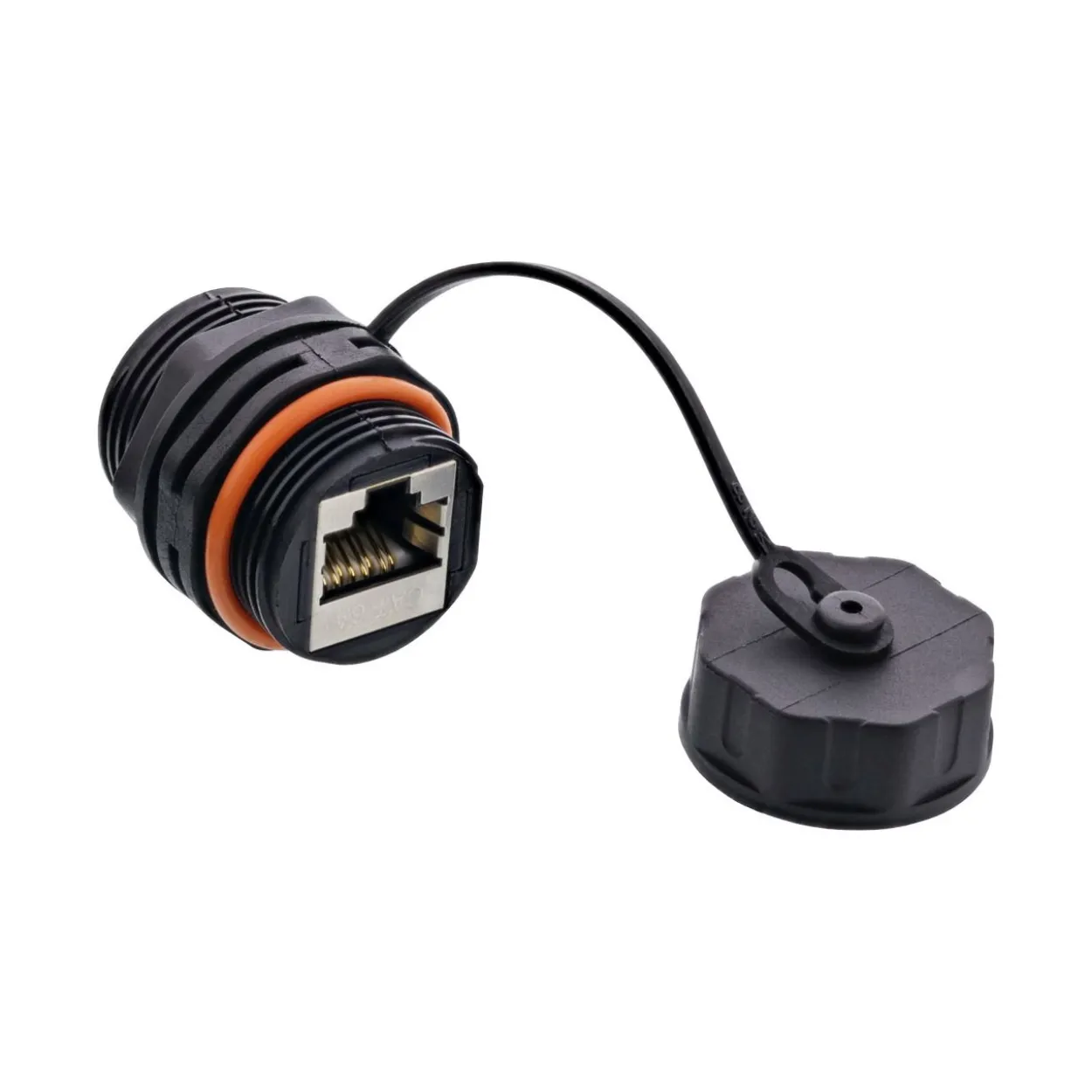 InLine Patchkabelkupplung Cat.6A, wasserdicht IP68, Kupplung für industrielle Anwendungen, mit Staubkappe
