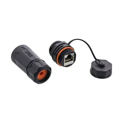 InLine Patchkabelkupplung Set Cat.6A, wasserdicht IP68, Kupplung für industrielle Anwendungen, mit Staubkappe