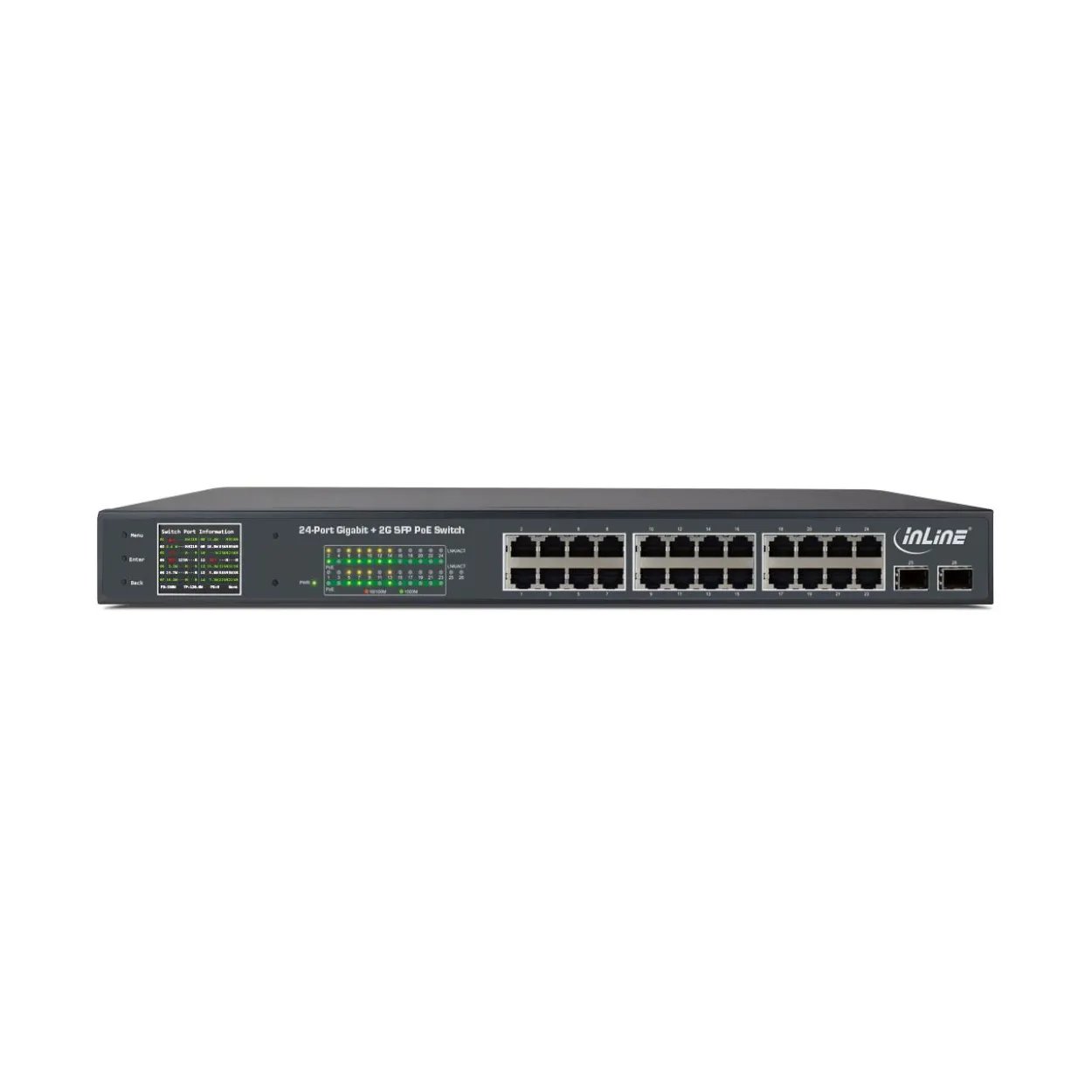 InLine PoE+ Gigabit Netzwerk Switch 24 Port, 1GBit/s, 2xSFP, 19" 420W