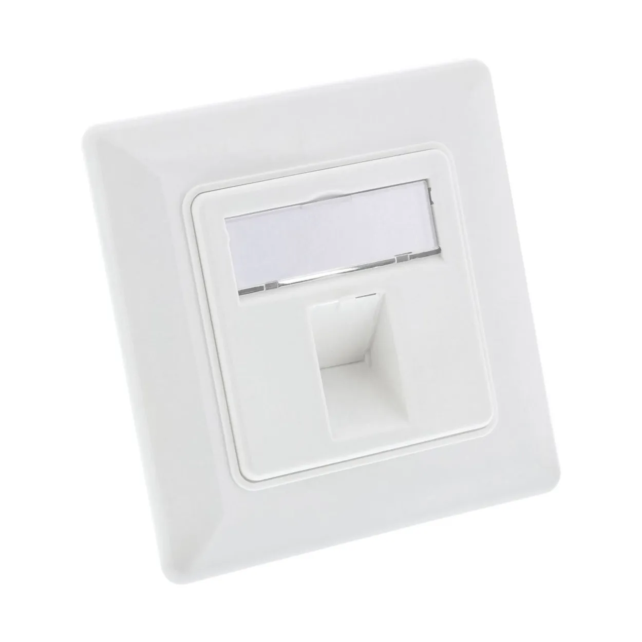 InLine Rahmenset für 1x RJ45 Bu/LSA Einsatz, Keystone SNAP-In, RAL9010, weiß