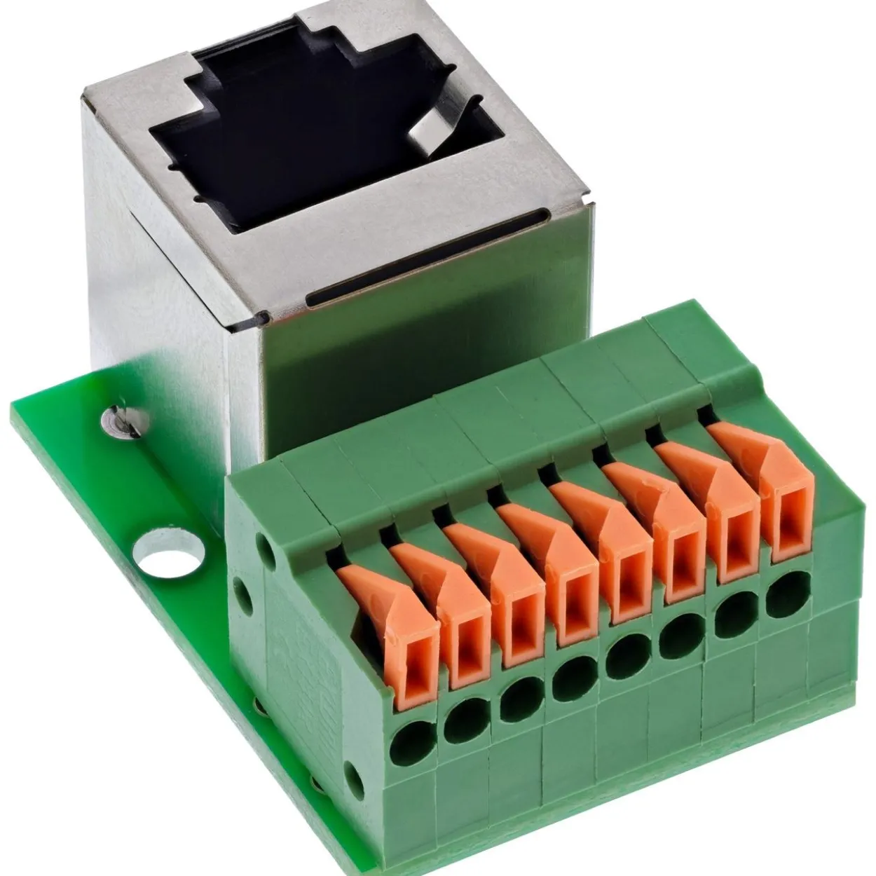InLine RJ45 Buchse an Push-In-Klemme, 8-polig, Cat.5e, gewinkelt