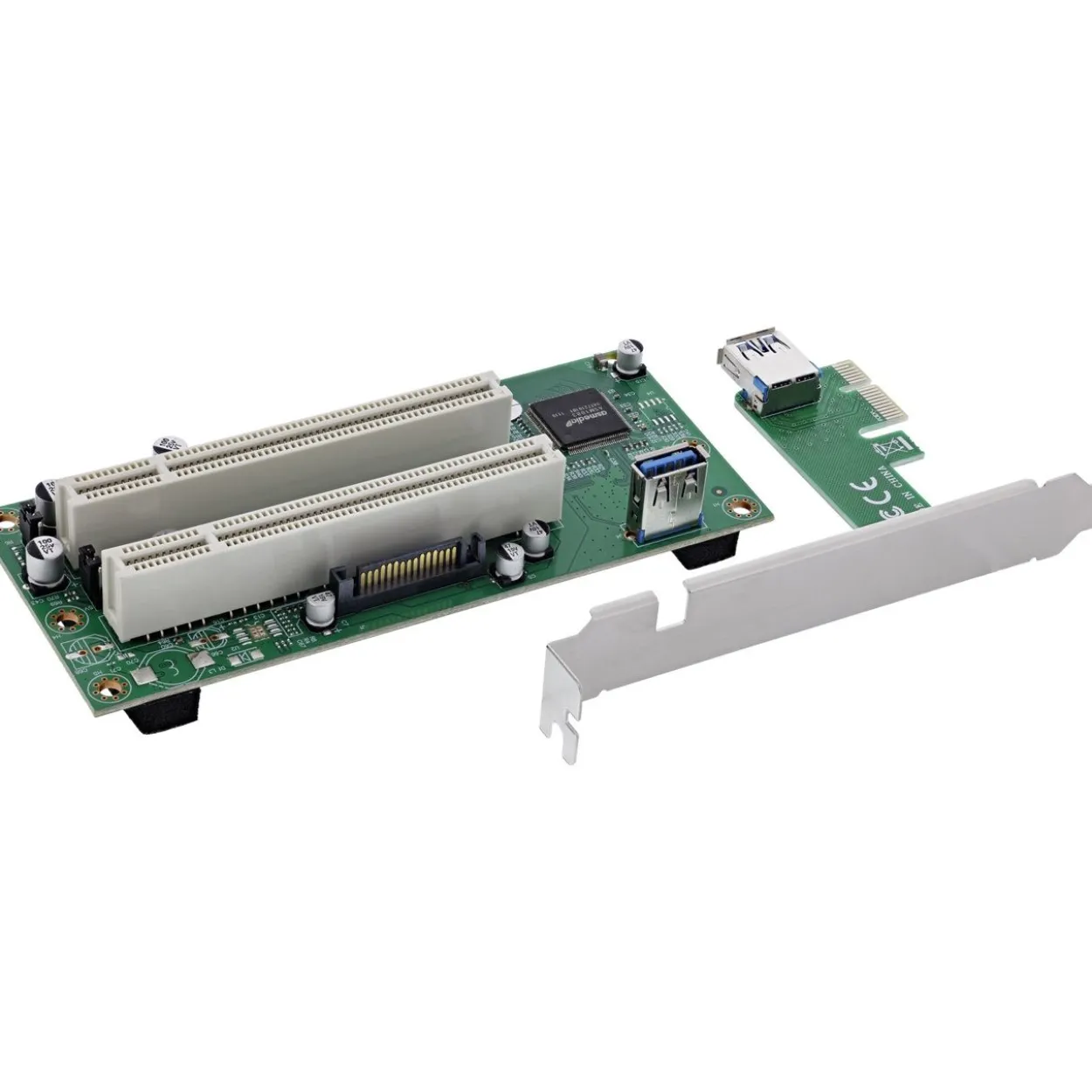 InLine Schnittstellenkarte, PCIe x1 zu 2x PCI 32-Bit, inkl. 60 cm Kabel