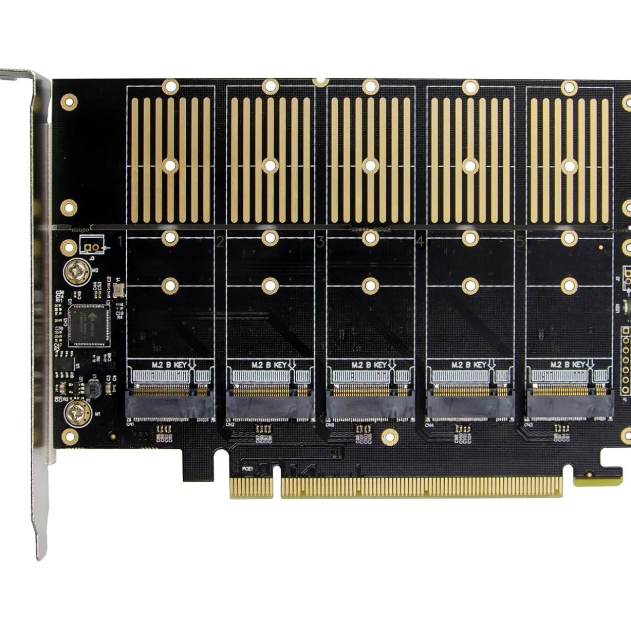 InLine Schnittstellenkarte, PCIe x16 zu 5x M.2 Key B SATA, inkl. Low-Profile