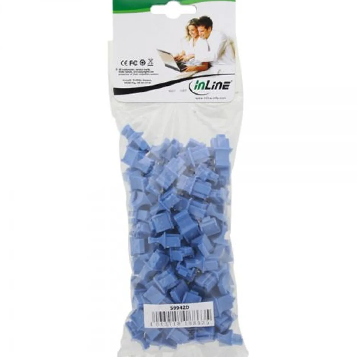InLine Staubschutz, für RJ45 Buchse, Farbe: blau, 100er Pack