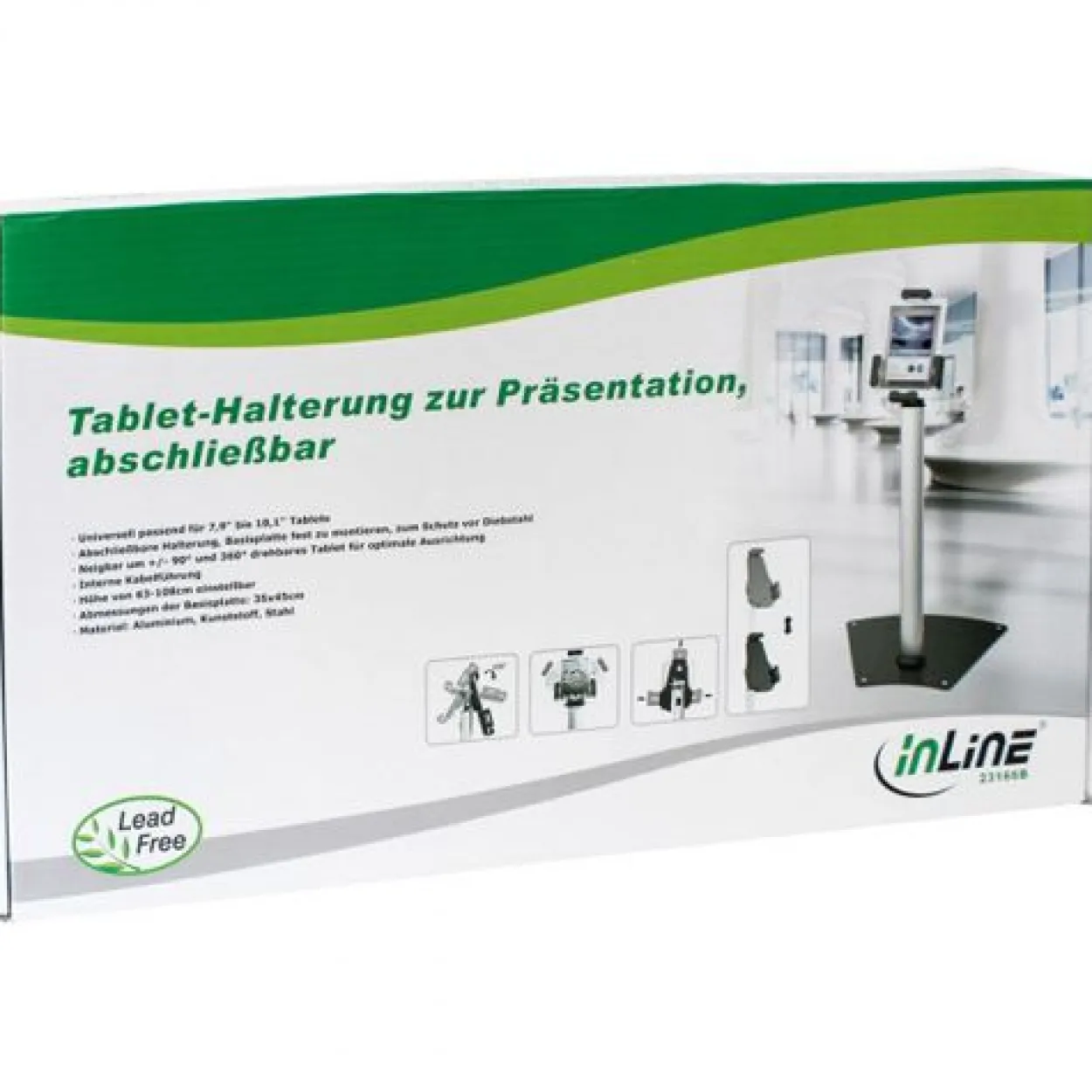 InLine Tablet-Halterung zur Präsentation, abschließbar, universell für 7,9"-10,1" Tablets